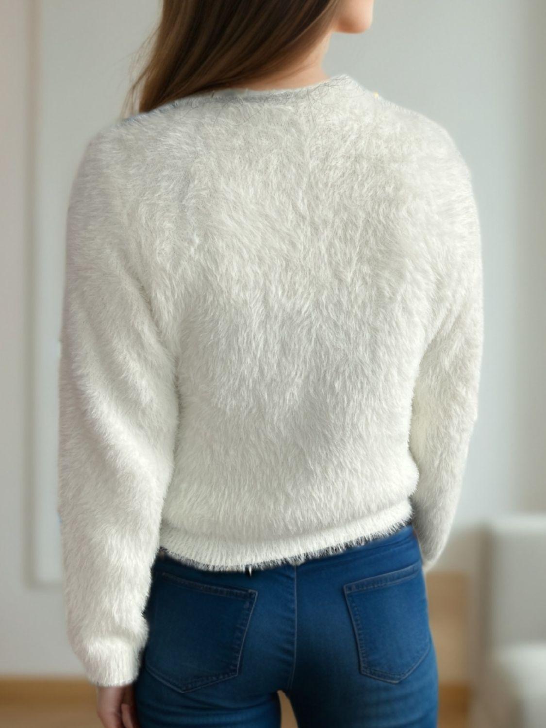 Cardigan à manches longues avec boutons et nœud découpé