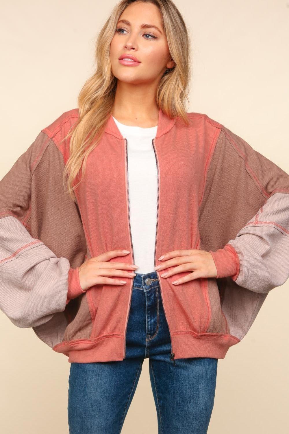 Veste bomber zippée Haptics à blocs de couleurs avec poches latérales