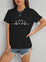 T-shirt à manches courtes et col rond avec motif cœur