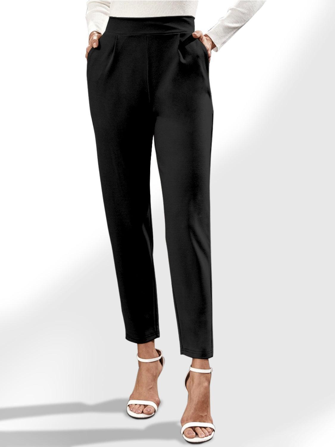 Pantalon droit taille haute avec poches