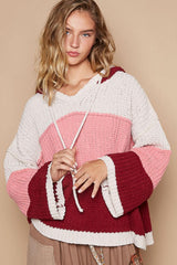 Pull à capuche à manches longues et blocs de couleurs POL