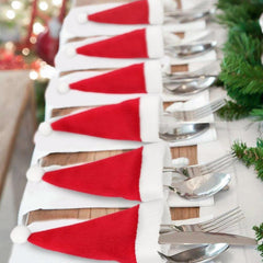 Lot de 20 porte-couverts en forme de chapeau de Noël