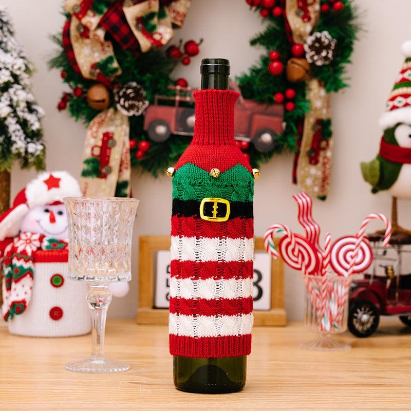 Lot de 2 housses de bouteille de vin en tricot torsadé