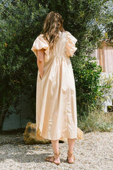 Robe mi-longue à manches bouffantes et froncées Annie Wear