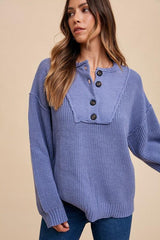 Pull côtelé à demi-bouton Annie Wear