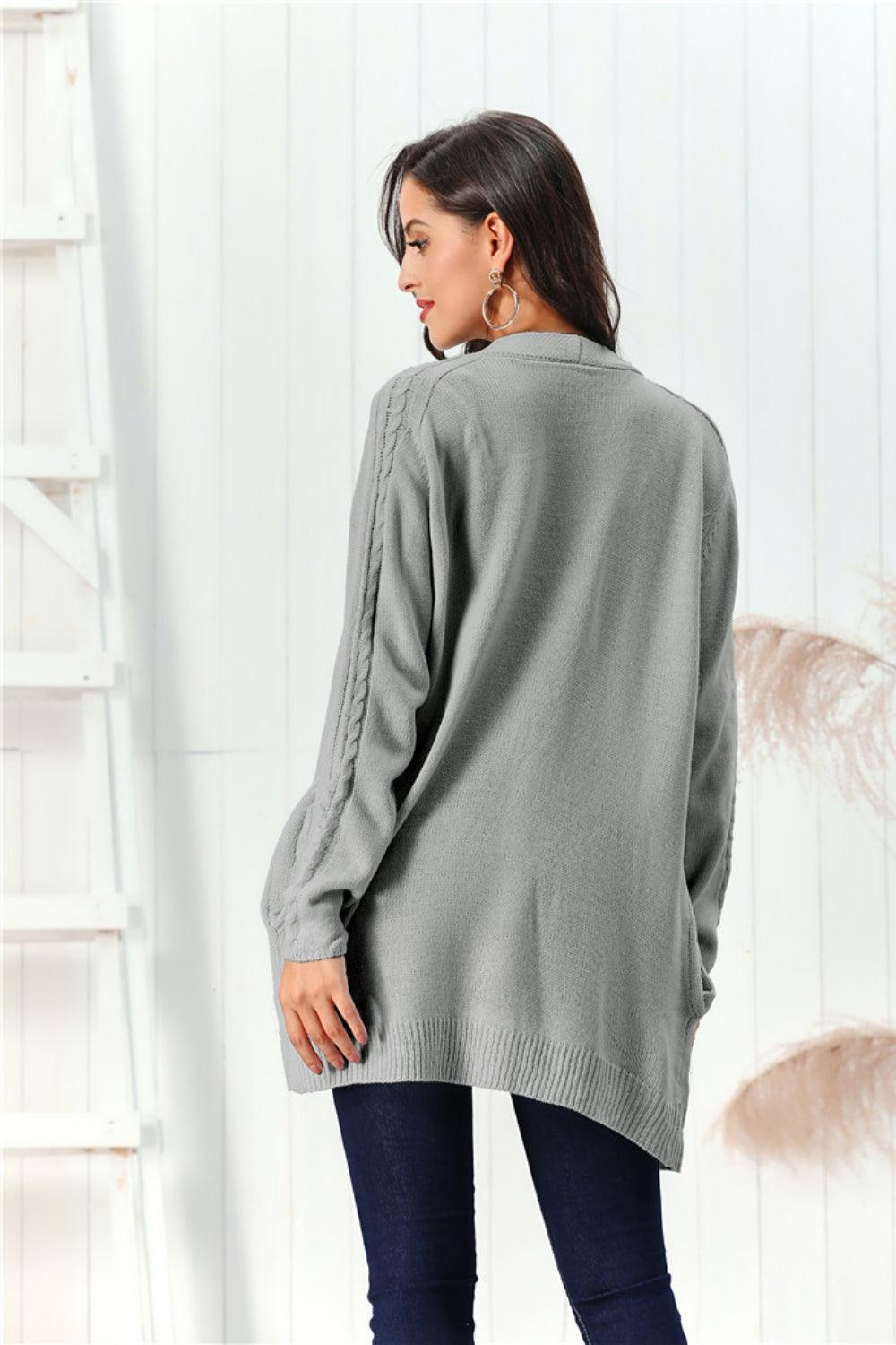Cardigan ouvert à manches longues en maille torsadée