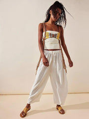 Pantalon large taille haute avec poches