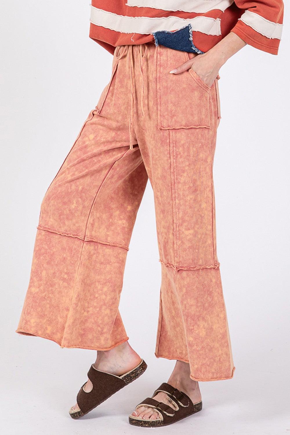 Pantalon large en tissu éponge délavé minéral SAGE + FIG