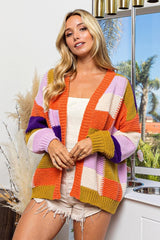 Cardigan à carreaux et blocs de couleurs BiBi