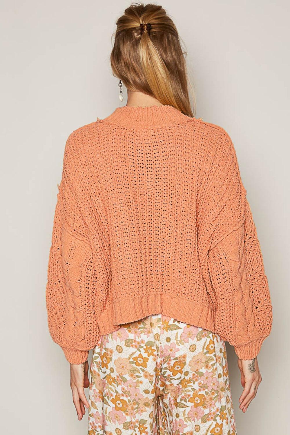 Pull en maille torsadée à col montant POL