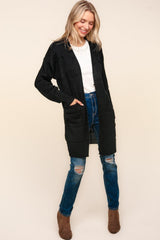 Cardigan ouvert texturé à rayures haptiques avec poches