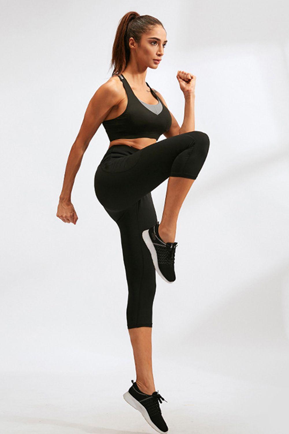 Legging de sport slim fit à taille large avec poches