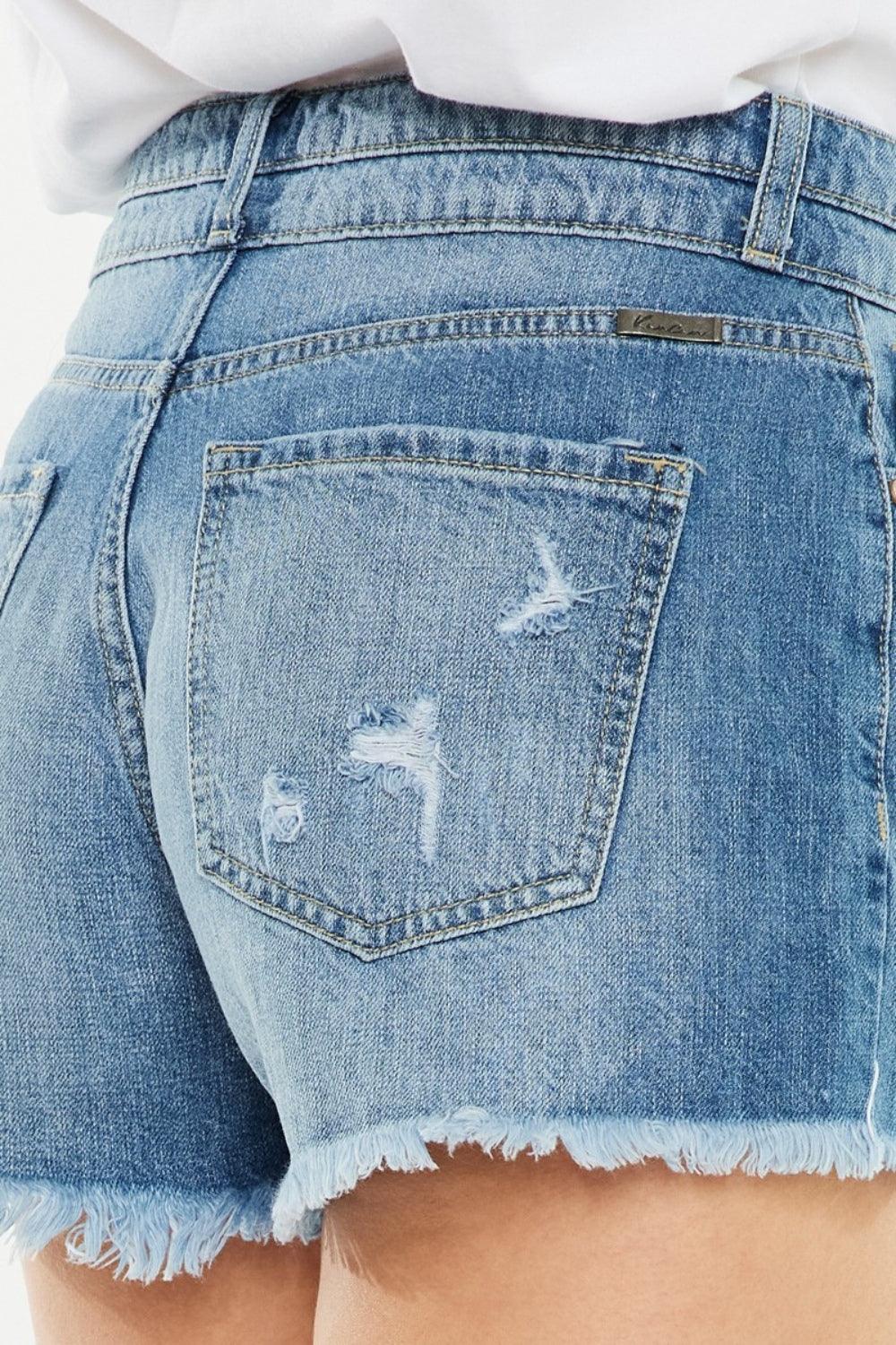 Short en jean Kancan taille haute à ourlet brut