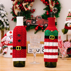 Lot de 2 housses de bouteille de vin en tricot torsadé
