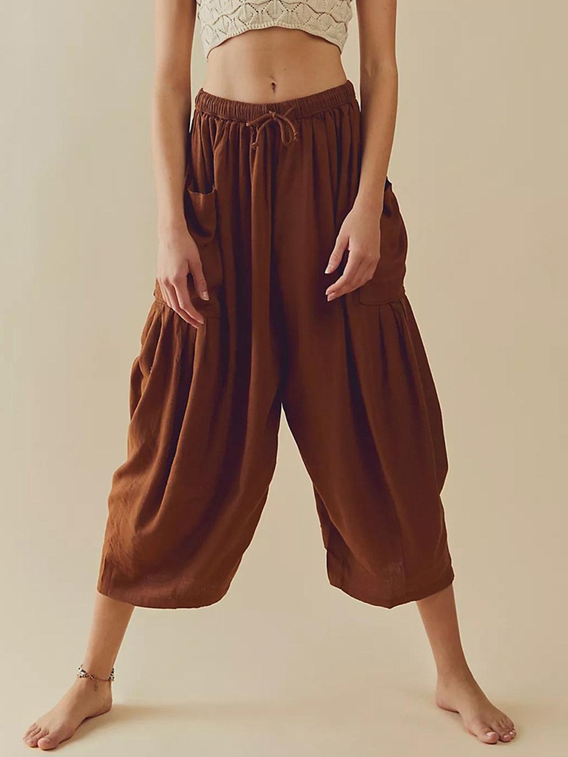 Pantalon large taille haute avec poches