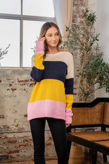 Pull à coutures apparentes en blocs de couleurs pleine grandeur Sew In Love