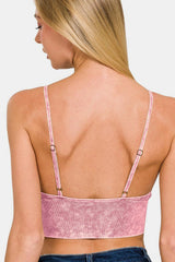 Camisole rembourrée avec soutien-gorge côtelé délavé Zenana