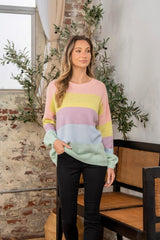 Pull col rond à épaules tombantes et blocs de couleurs Sew In Love