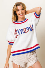 Pull à manches courtes BiBi Metallic America Letter