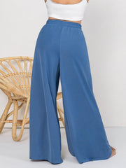 Pantalon large à fente nouée grande taille