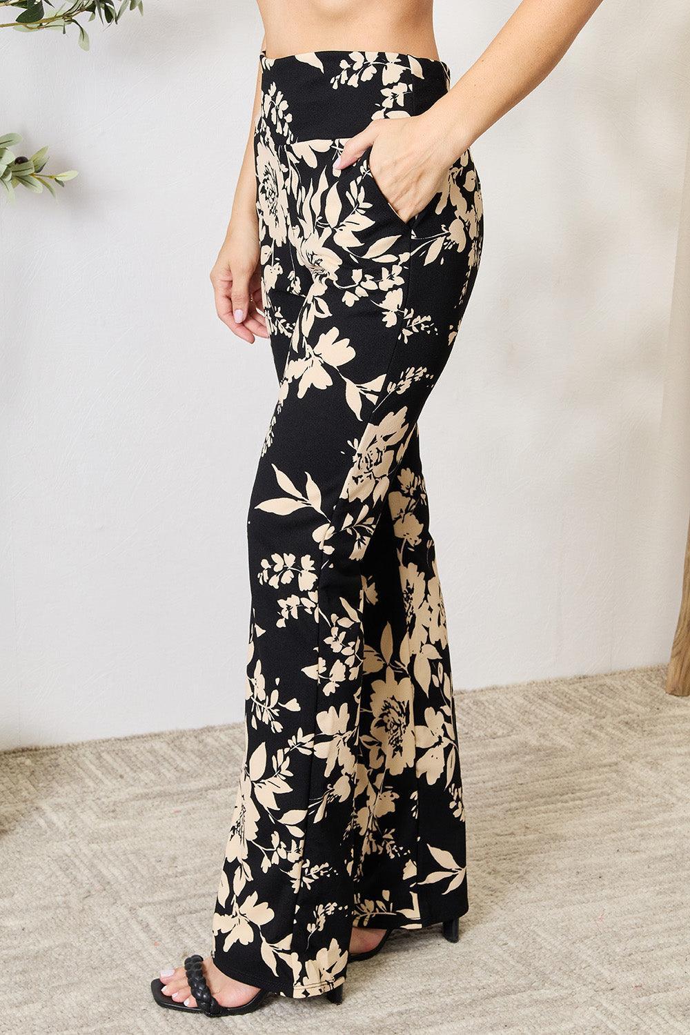 Pantalon évasé taille haute à imprimé floral Heimish
