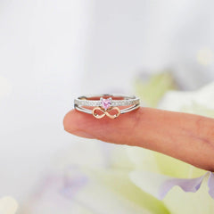 Bague double couche en zircone avec chiffre 8 en forme de cœur