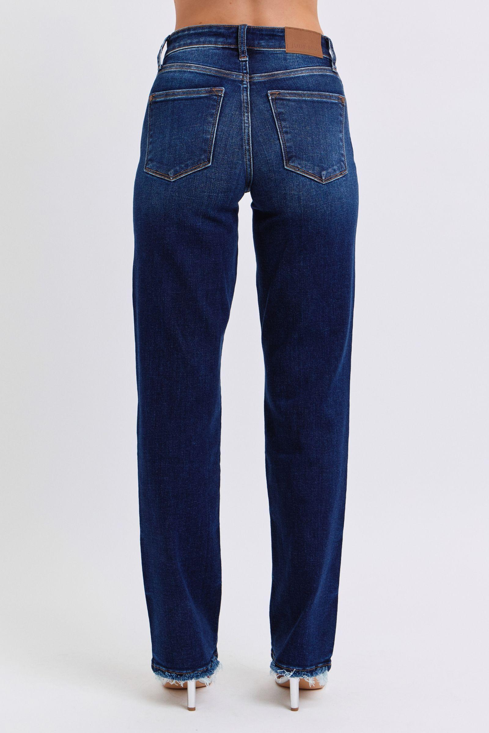 Jean coupe droite taille haute Judy Blue à ourlet brut 