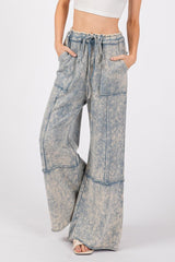 Pantalon large en tissu éponge délavé minéral SAGE + FIG
