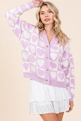 Cardigan boutonné à carreaux et cœur de Mittoshop 