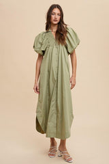 Robe mi-longue à manches bouffantes et froncées Annie Wear
