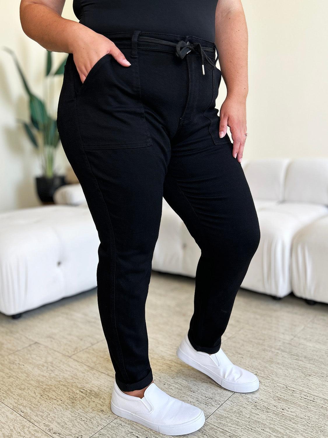 Jean taille haute bleu Judy à revers doubles et taille haute