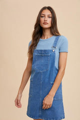 Robe salopette en jean à bretelles larges et poches Annie Wear