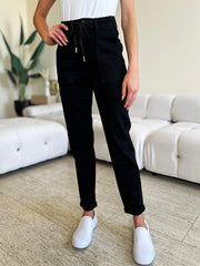 Jean taille haute bleu Judy à revers doubles et taille haute