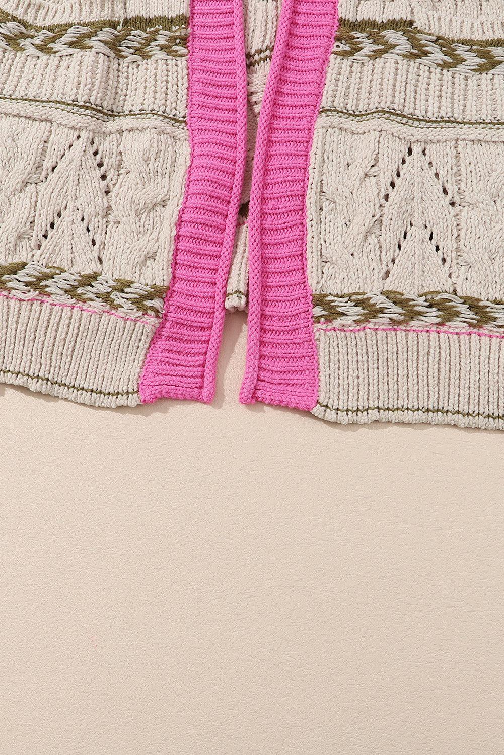 Cardigan ouvert à nouer contrasté sur le devant