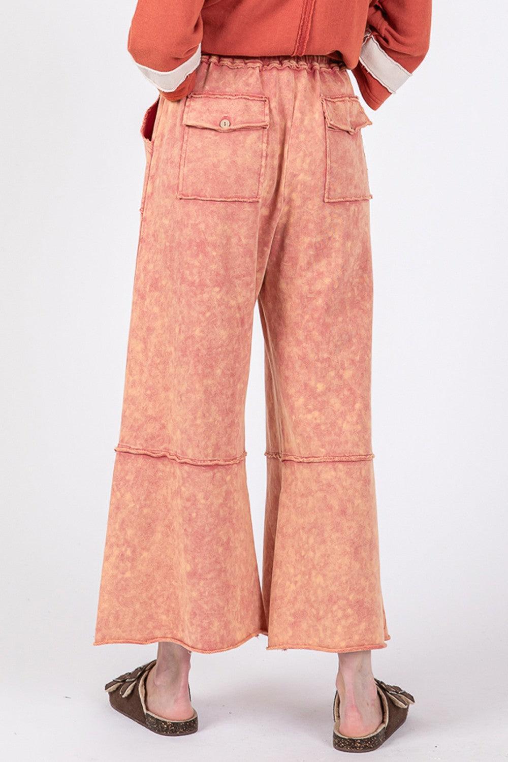 Pantalon large en tissu éponge délavé minéral SAGE + FIG