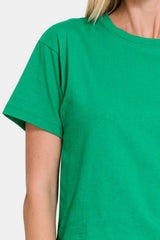 T-shirt court à manches courtes et col rond Zenana