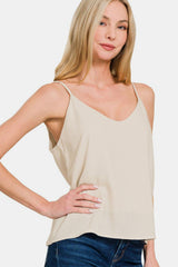 Camisole à bretelles spaghetti à deux épaisseurs Zenana