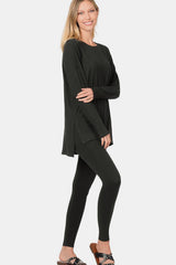 Ensemble de détente Zenana avec haut et leggings en microfibre brossée