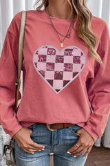 Sweat-shirt à manches longues à carreaux et paillettes pour la Saint-Valentin