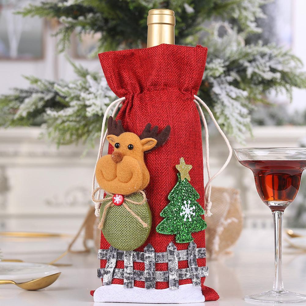 Assortiment de 2 housses de bouteille de vin pour poupée de Noël