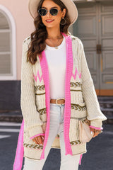 Cardigan ouvert à nouer contrasté sur le devant