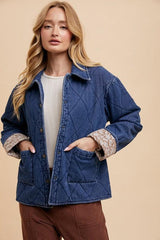 Veste en jean matelassée à boutons-pression avec doublure imprimée Annie Wear