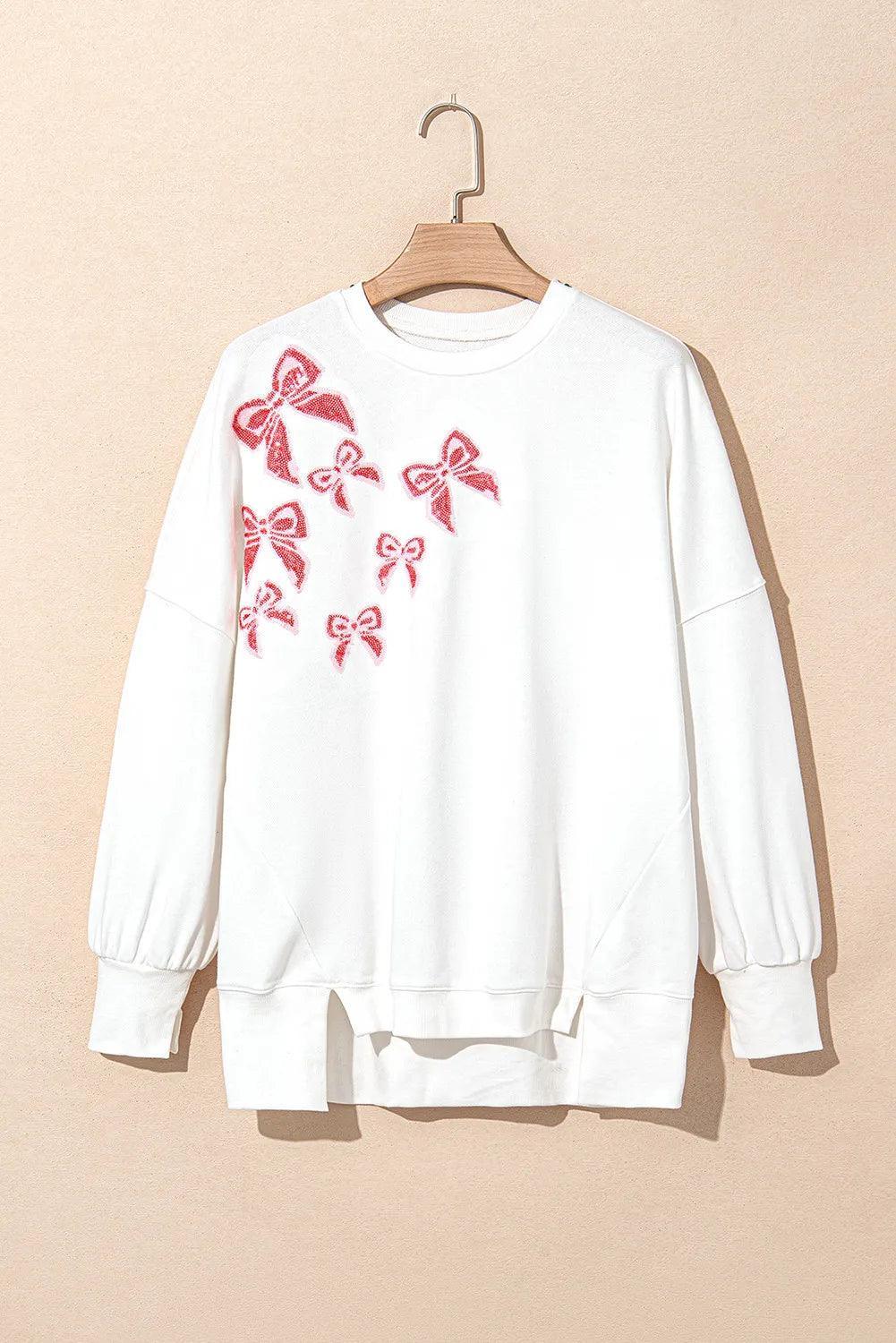 Sweat-shirt à manches longues et col rond avec nœud