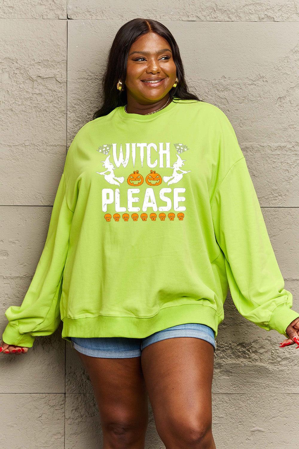 Sweat-shirt graphique WITCH PLEASE en taille réelle Simply Love