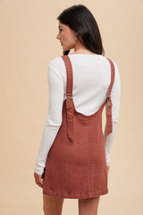 Robe salopette en jean à bretelles réglables et col en V avec poches Annie Wear