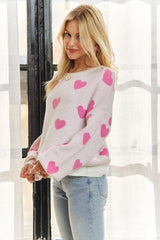 Pull à épaules tombantes et col rond en forme de cœur ADORA
