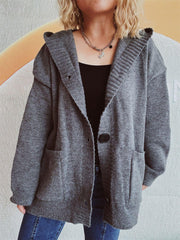 Cardigan à capuche à manches longues et épaules tombantes