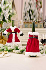 Lot de 2 housses pour bouteilles de vin en forme de robe de Noël