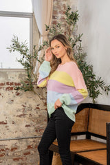 Pull col rond à épaules tombantes et blocs de couleurs Sew In Love
