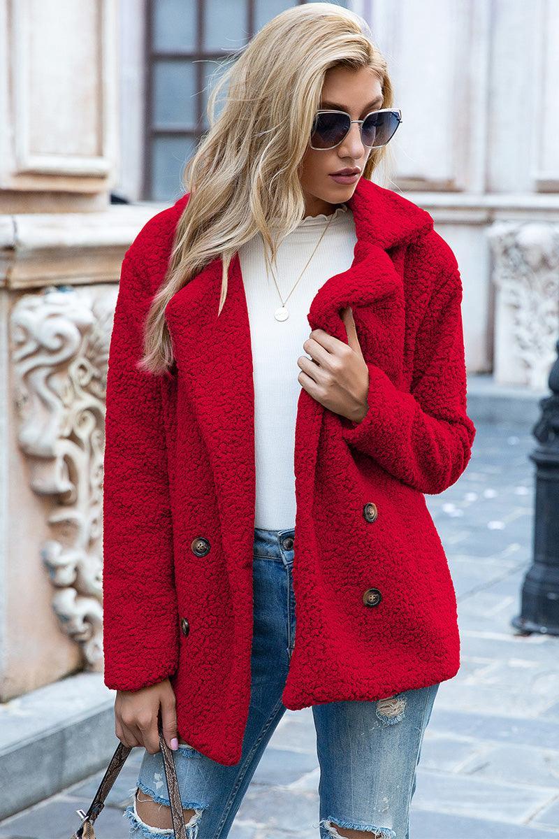 Manteau en sherpa à col à revers pleine grandeur Ivy Lane
